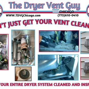 TDVG vertical ad for professional interior dryer vent cleaning services.