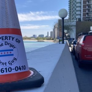 The Dryer Vent Guy working on a dryer vent cleaning project near Lake Shore Drive in Chicago.